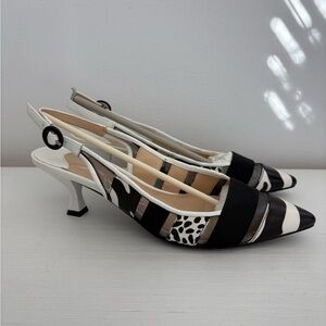 J. Renee Black and White Slingback Heels